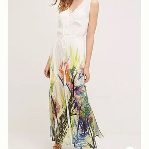 Anthropologie Mermaid Water-garden Print Maxi Dress